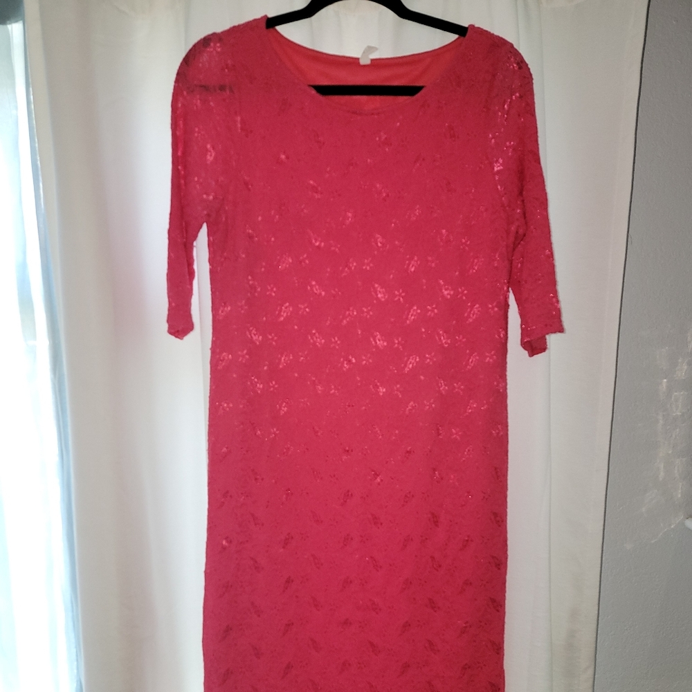 Pink Blush Lace Maternity Dress